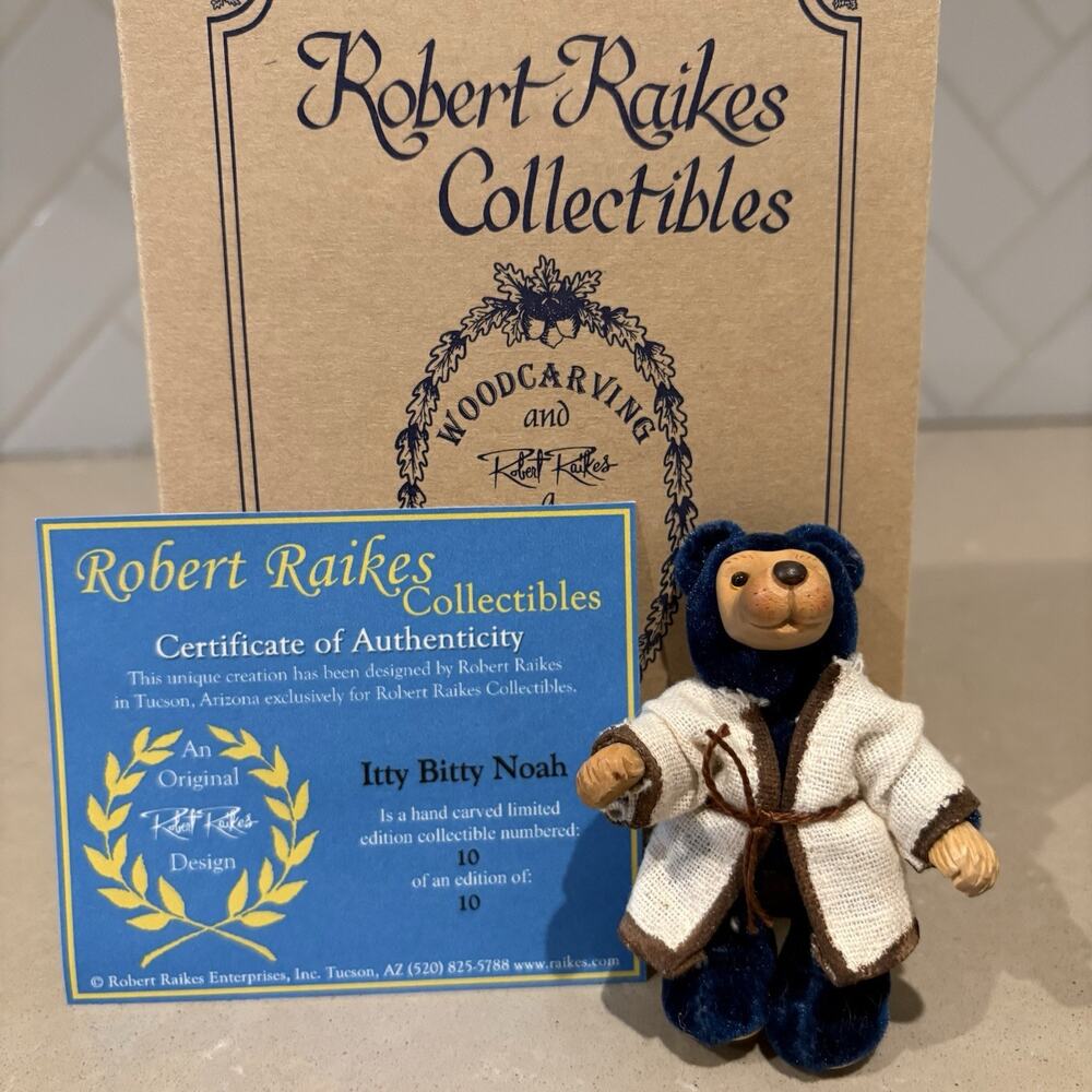 Only 10 Made! Robert Raikes Itty Bitty Noah Bear #10/10 Signed with Box & COA